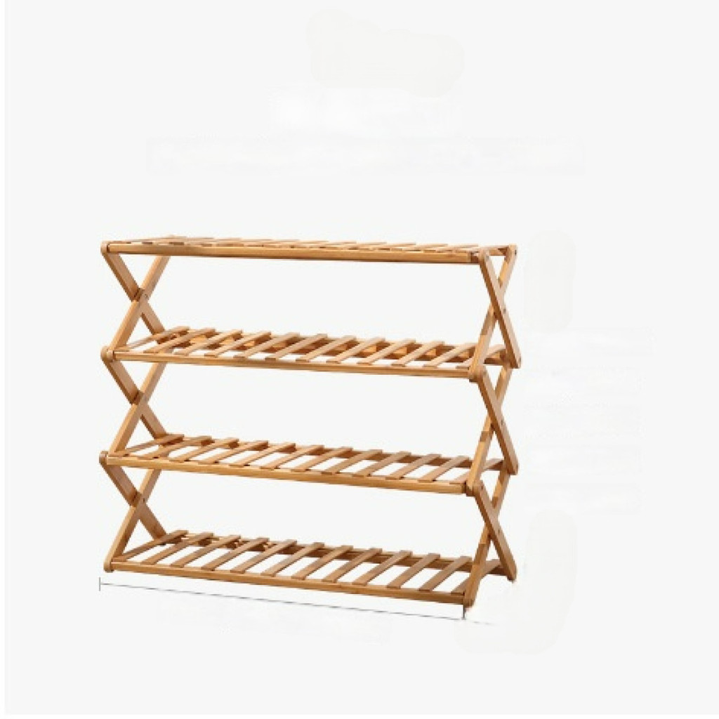 [Durable Bamboo Material] Multi-Layer Shoe Rack Dormitory Doorway Storage Organizer Foldable Bamboo Shoe Cabinet