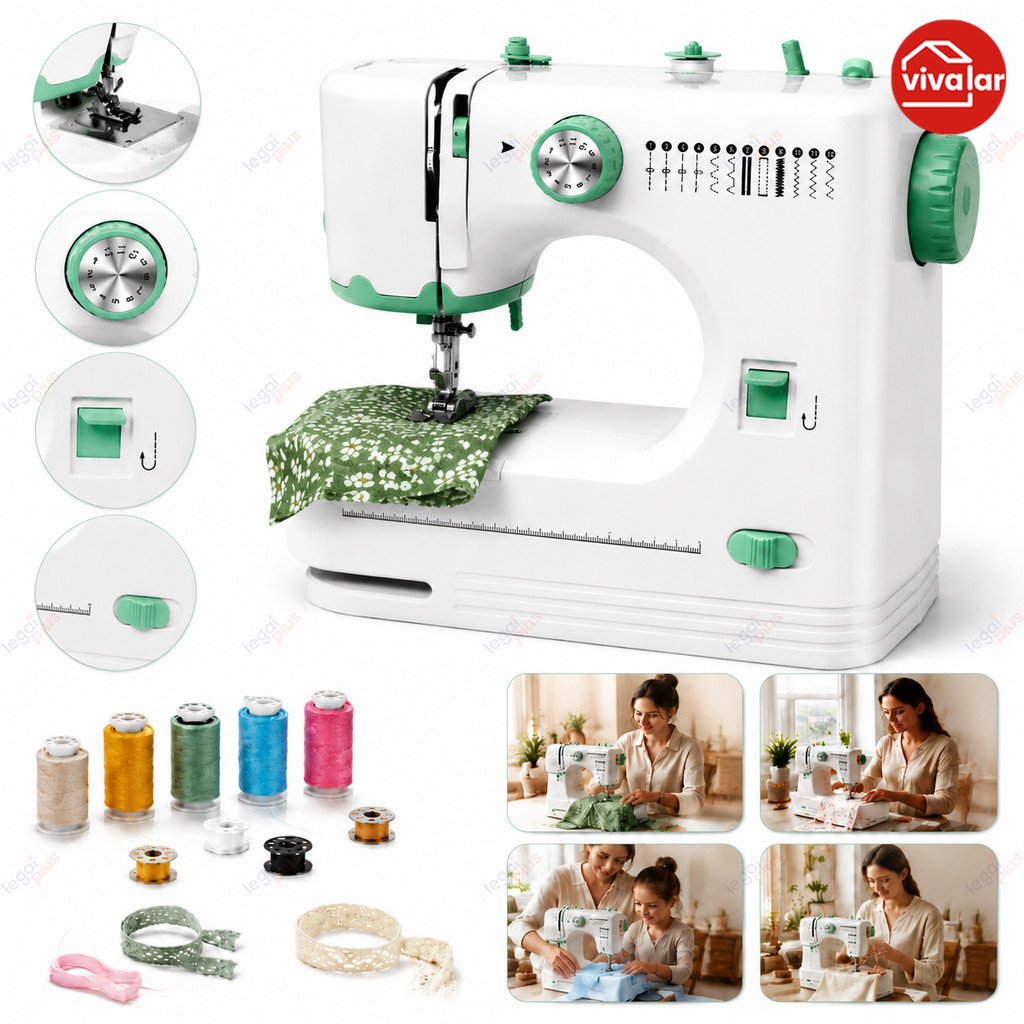 Mini Máquina De Costura Elétrica Portátil Bivolt , Kit Completo De 16 Designs De Pontos