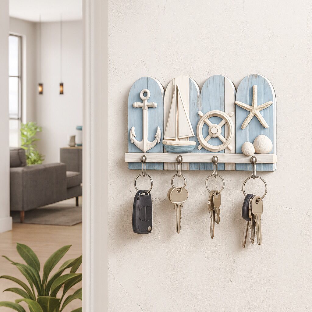 Porta-Chave Decorativo de Parede-Praia presente(Não é relevo)