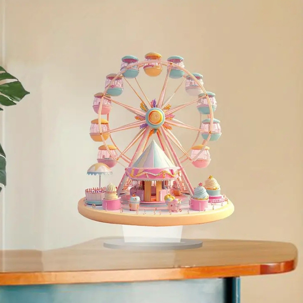 Sobremesa Roda Gigante Ornamento 2D Plana Acrílico Decoração Com Base Não-3D Desktop Para Mesa Estante De Cabeceira