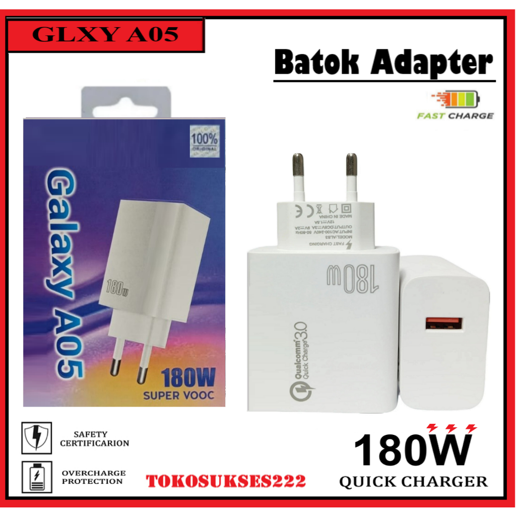 Adaptador Batok SS Galaxy A05 180W Super Vooc Carregamento Rápido