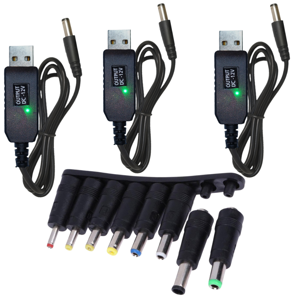 Kit 3 Step Up 12v Com 8 pontas p4 Conversor de tensão 5v para 12v + kit 8 pontas