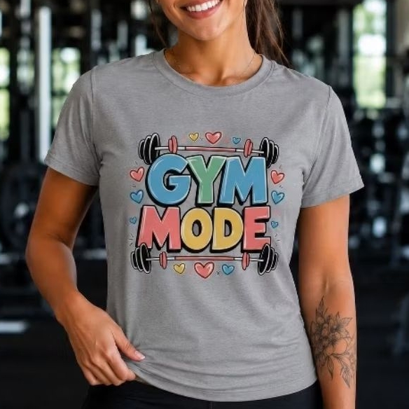 Camiseta Feminina Academia GYM MODE Estampada Fitness Treino Musculação Casual Algodão Premium