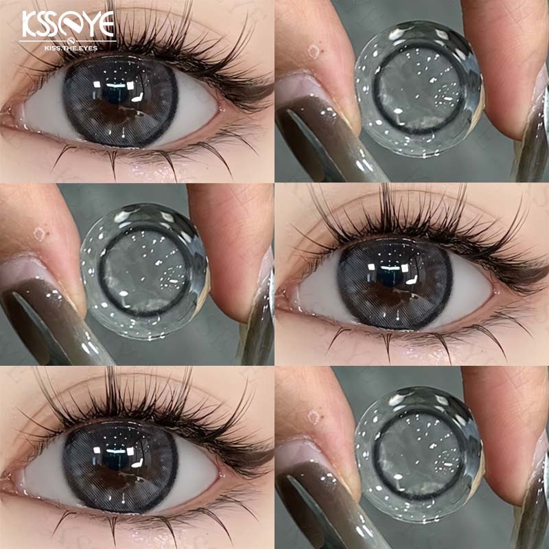 KSSEYE Lentes de Contato Coloridas 14,2mm Com Grau 0,00 a -8,00 Uso Anual Naturais 2 Unid