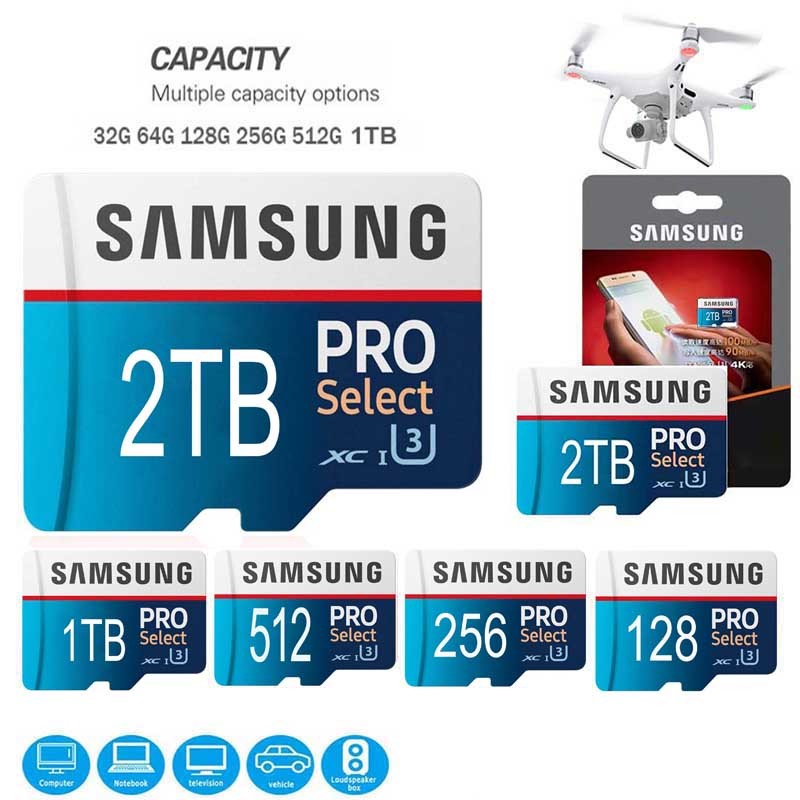Velocidade Class10 TF Cartão 2TB 1TB 512GB 256GB 128GB A2 V30 U3 De Memória EVO Plus Micro SD 64GB Para Celular Computad