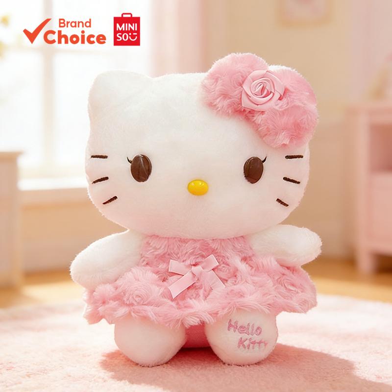 MINISO  Olá, a série Hello Kitty Rose Date - Romântica & Elegante & Decorativa Boneca de Pelúcia 20cm x 24cm.