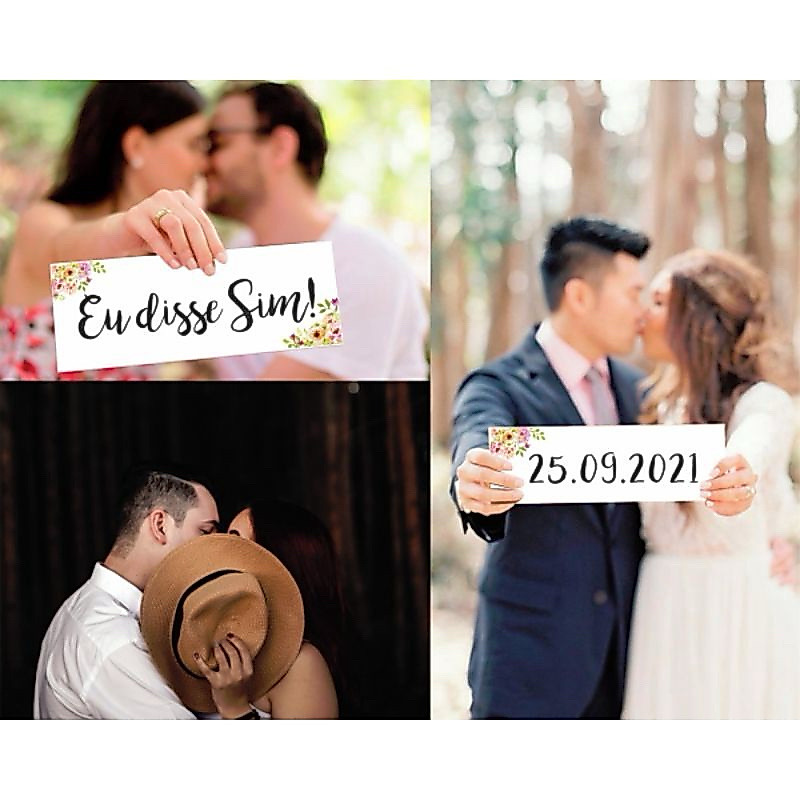 Kit 2 Placas Decorativas MDF Save the date Eu disse sim