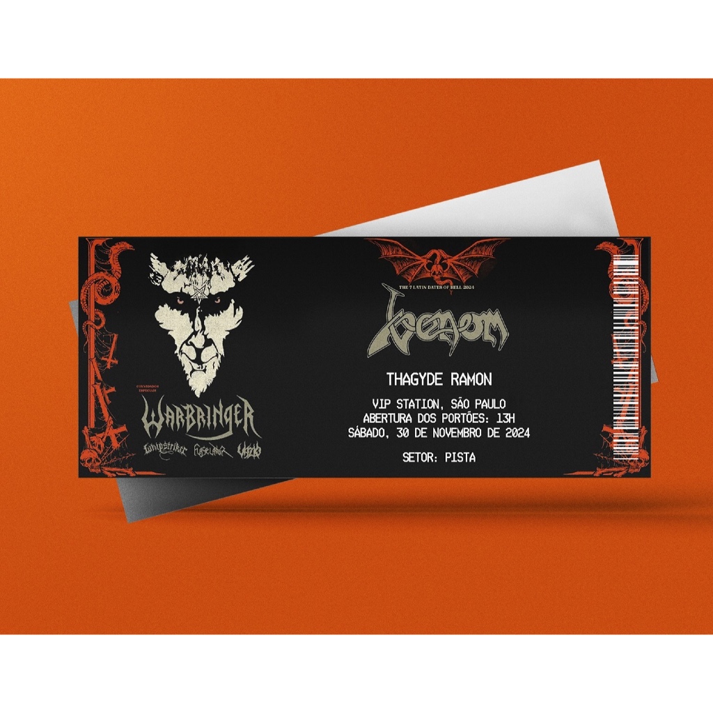 Ingresso Holográfico Personalizado Venom - The 7 Latin Dates of Hell 2024