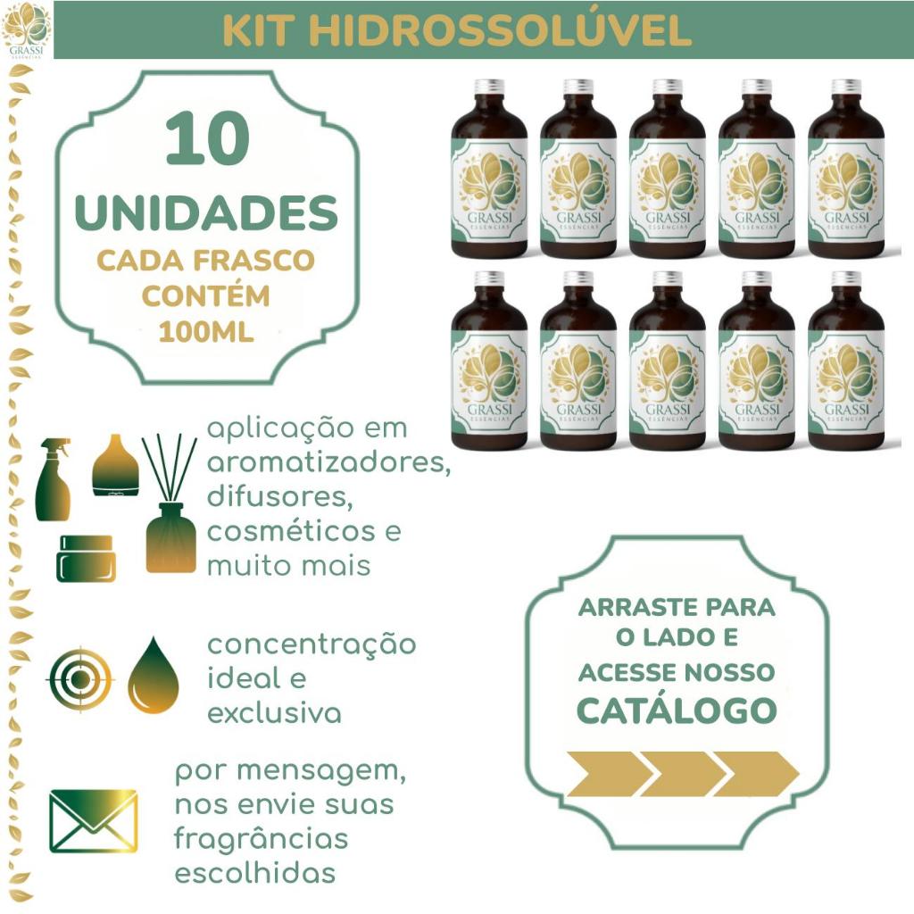 Kit 10 Unidades | Essências Hidrossolúveis | + de 200 Opções  | 100ml | Escolhas via Chat