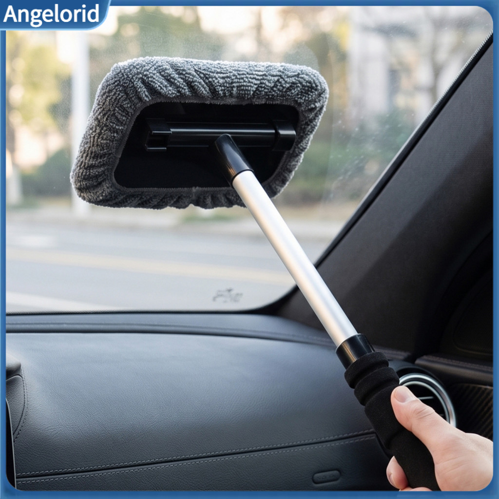Vehicle Surface Supplies Car Windshield Cleaner Tool with Retractable Handle Rotating Microfiber Pads – Streak-free Au
