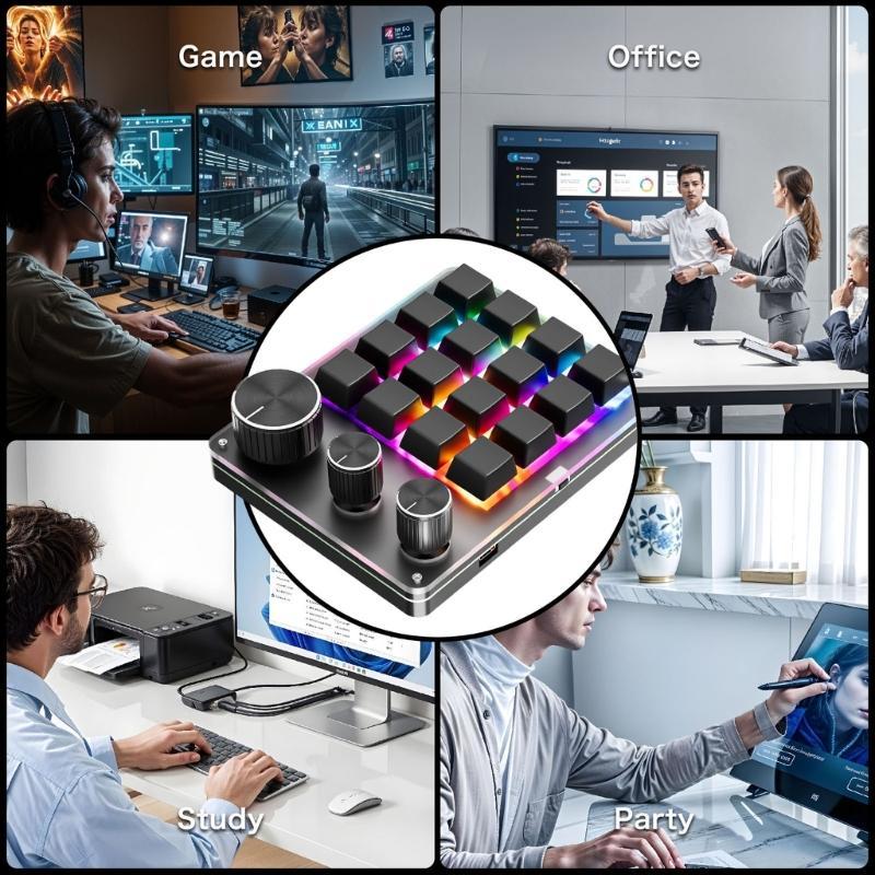 VIVV Teclado Programável USB 16 Teclas Mecânico Hotswap 3 Botões