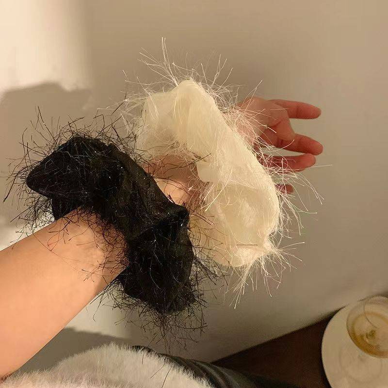 Novo estilo Super fada brilhante seda Scrunchy laço de cabelo cabeça corda meninas high-End sentimento gravata bola cord