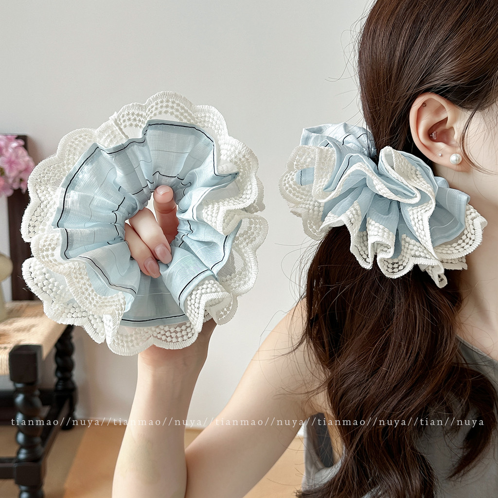 Doce estilo laço Scrunchy anel de cabelo feminino High-End sentir 2026 novo estilo cocar laço de cabelo cabeça anel cord