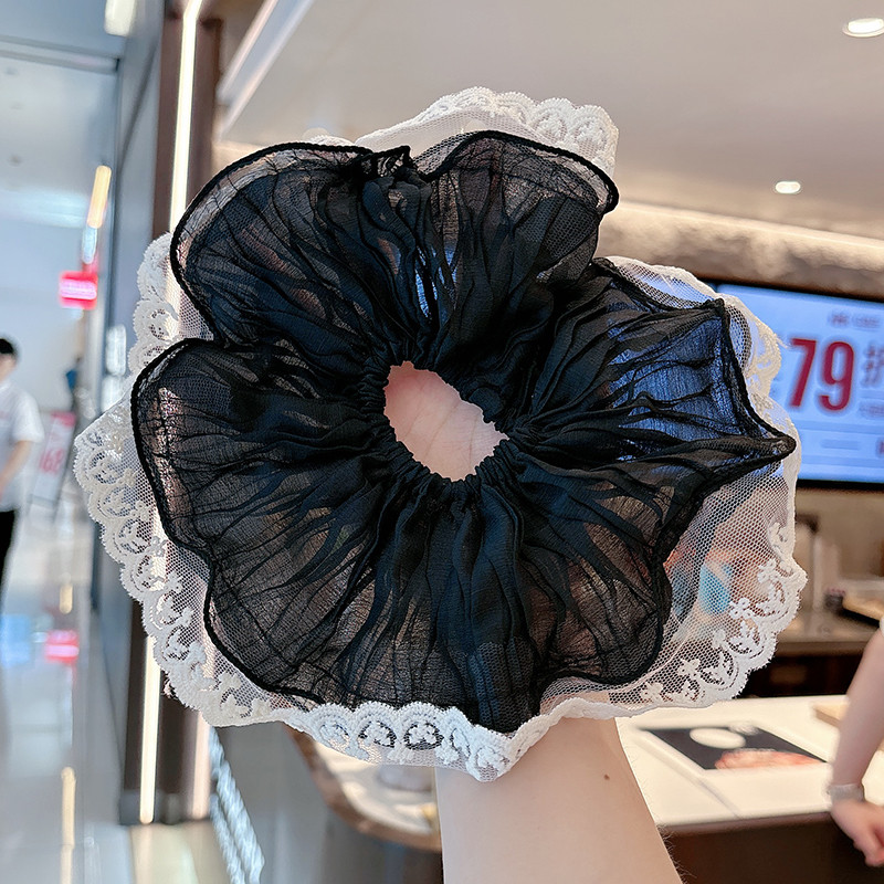 Renda High-End tecido Scrunchy meninas estilo fresco literário laço de cabelo rabo de cavalo corda de cabelo cabeça cord