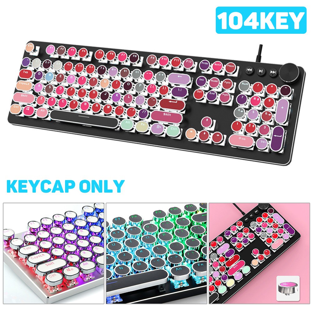 104Pcs/Set PBT Universal Round Keycaps Para Teclado Mecânico MX Cherry