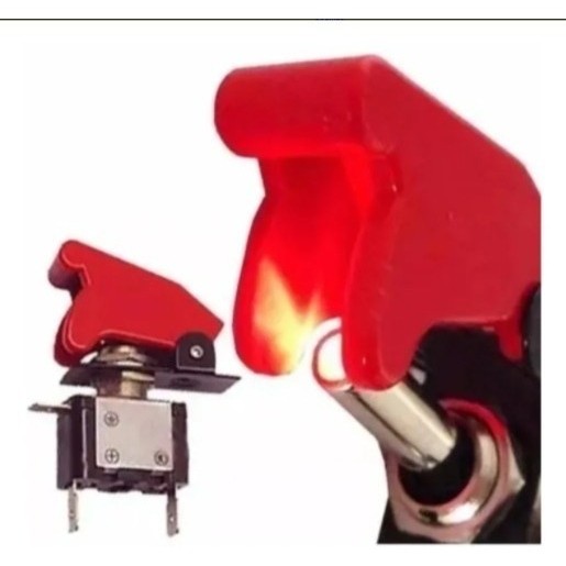 Chave Botão Caça C/ Led Neon Vermelho Tictac Som Nitro Kit