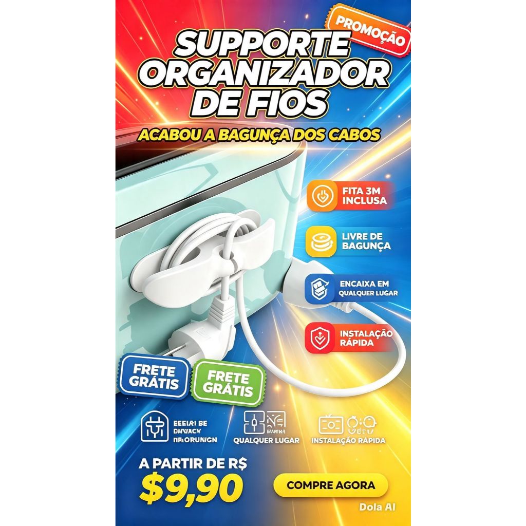 Kit Suporte Do Cabo Clipe Universal O Invólucro Cord Organizador Para Cabos De Armazenamento