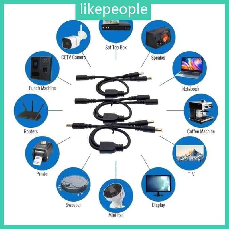 LIKE DC5525 Splitter Y Cord Para Instalações Câmeras E Fiação Projetos Internos