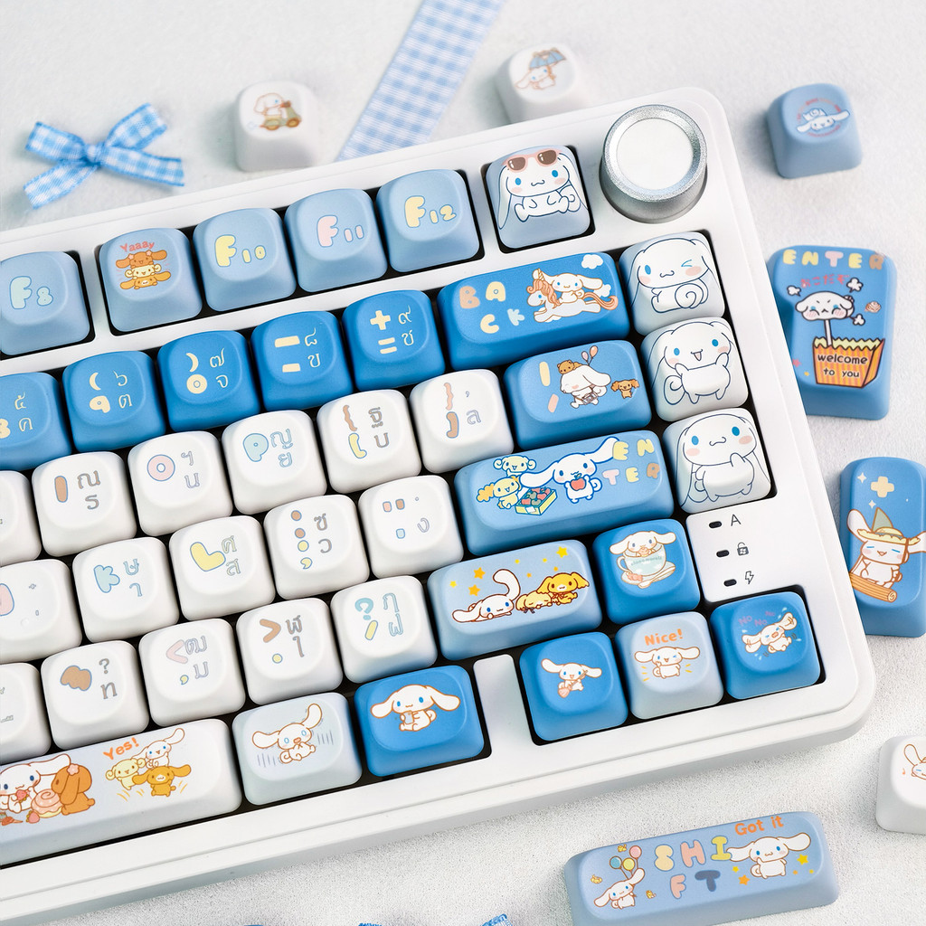 EN/TH/Zhuyinmaimooo Cinnamoroll Thai Keycap MOA Profile 120 Teclas PBT Sublimação De Tinta Aula F75 RK R75 Cute Round Ca