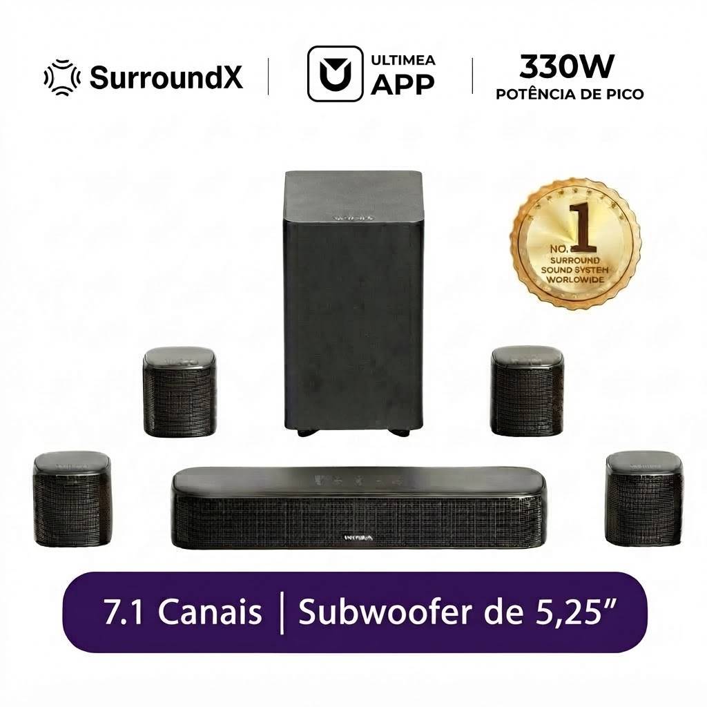 Soundbar ULTIMEA Aura A40 Pro 7.1 Canais 330W com Subwoofer de 5,25
