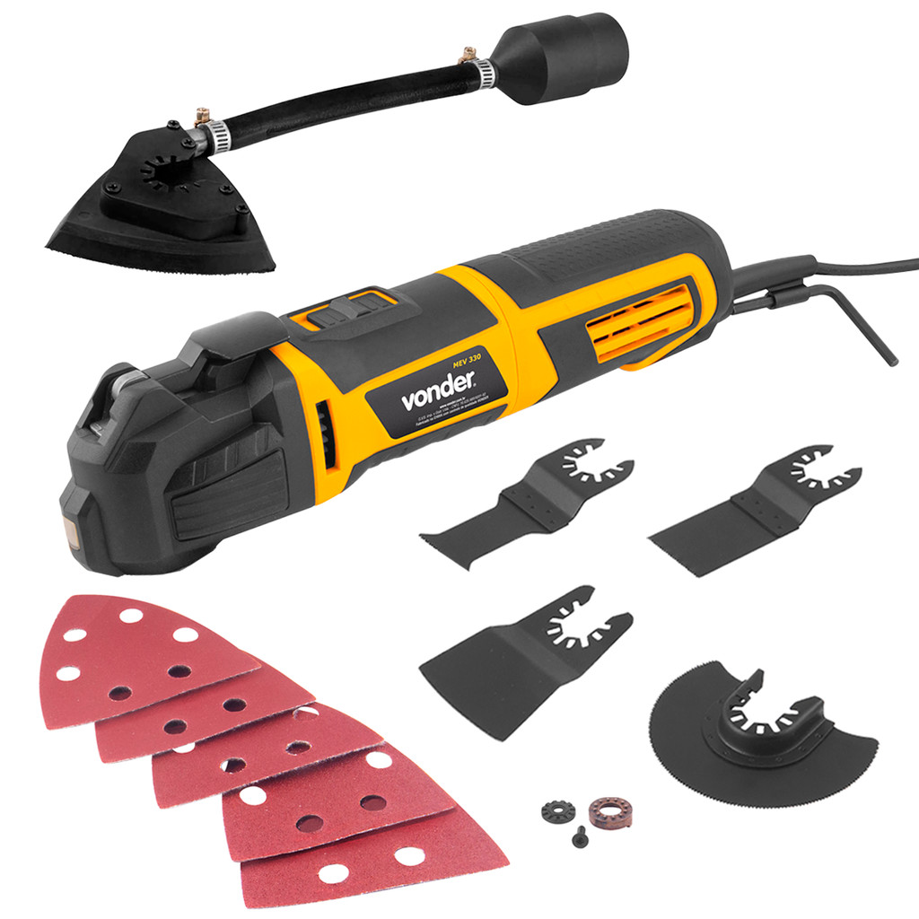 Lixadeira Cortador Oscilante Multifunção 330W Vonder Com 10 Acessórios Madeira Gesso Lixas 90x90