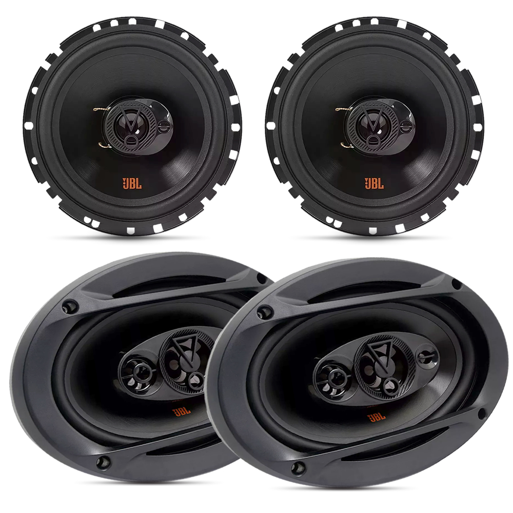 KIT Fácil Pratico Auto Falante Jbl 6 pol + Falantes 69 Quadriaxial 6x9 330w Rms Total