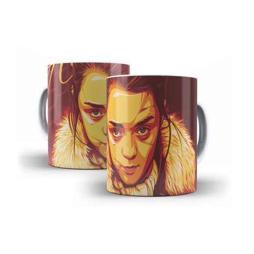 Caneca Branca de Cerâmica Game Of Thrones Arya Stark