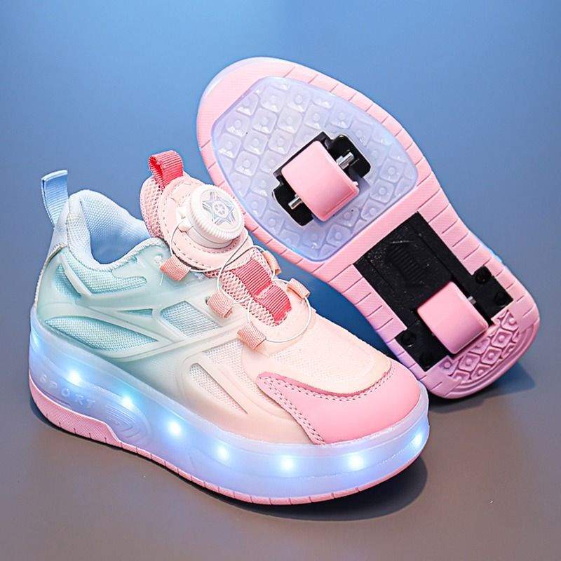 2023 New Rollerskate Internet Celebrity Piscando Sapatos Esportivos Infantis De Patinação Leve Fivela Giratória