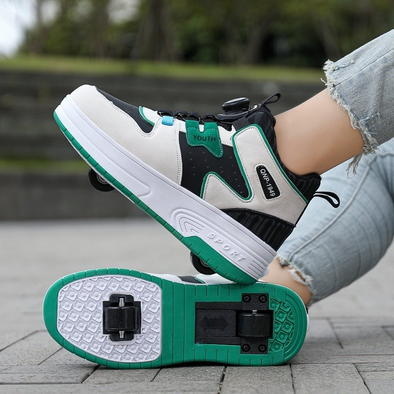 Crianças Rollerskate Meninos E Meninas Tênis De Salto Duplo Corrida Para Girando