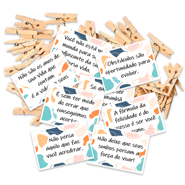 Kit 100 Tags Frases motivacionais com pregadores natural