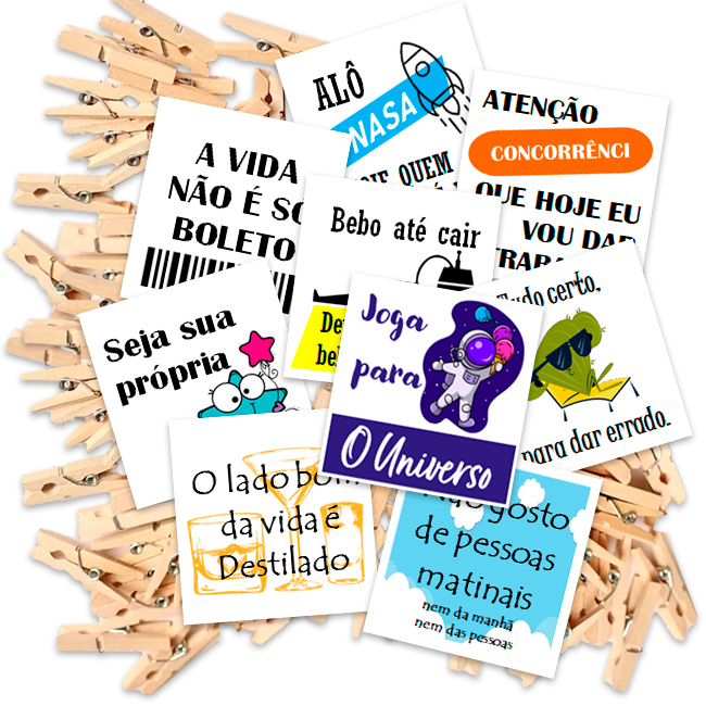 Kit 100 Tags para Drinks e Pregadores Naturais