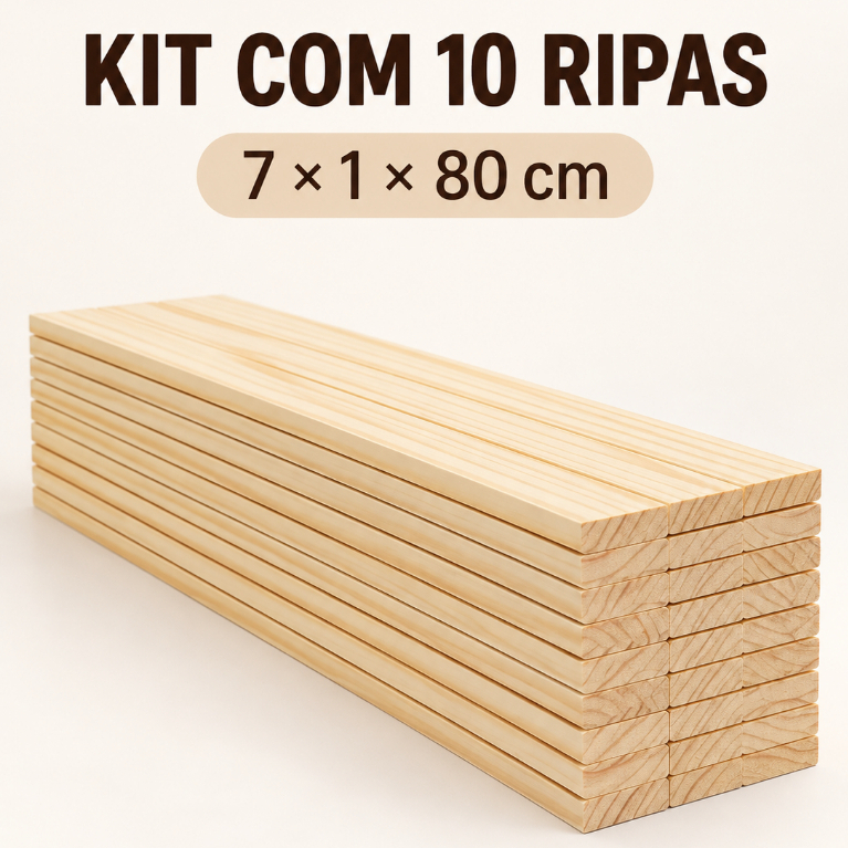 Kit 10 Ripas de Madeira Natural 7x1x80cm Sarrafo para Artesanato Decoração Marcenaria DIY