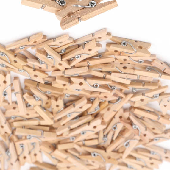 100 Mini Prendedores Madeira 2,5cm Natural para Artesanato