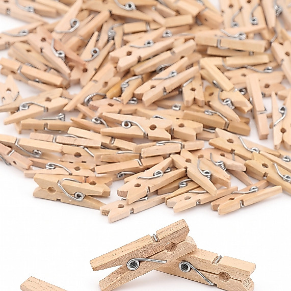 Mini Pregador Prendedor Madeira 2,5cm Natural 100 Unidades V2