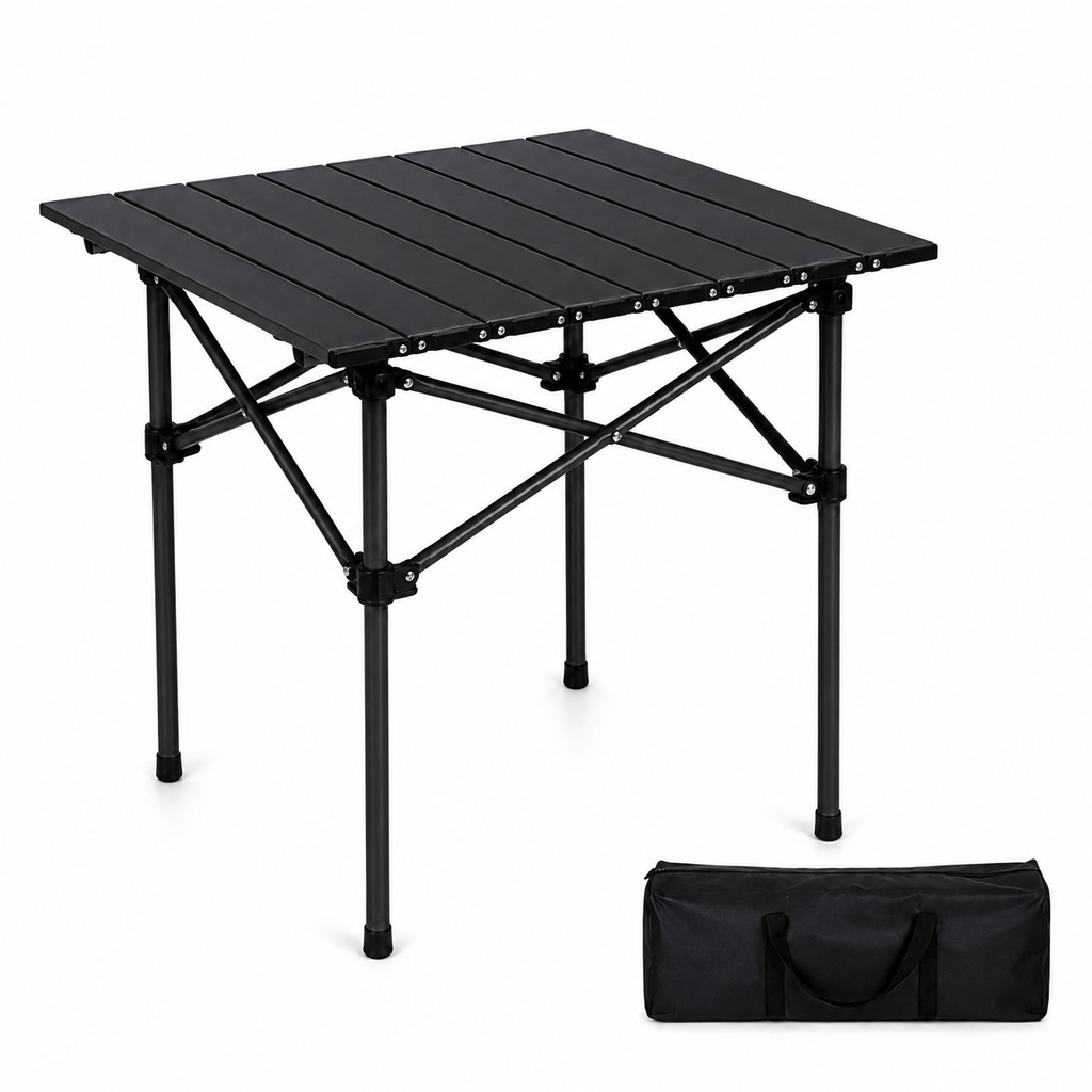 Mesa Dobrável Preto Portátil Camping Aço Resistente com Bolsa Transporte Pesca Jardim Praia Acampamento Snel Home