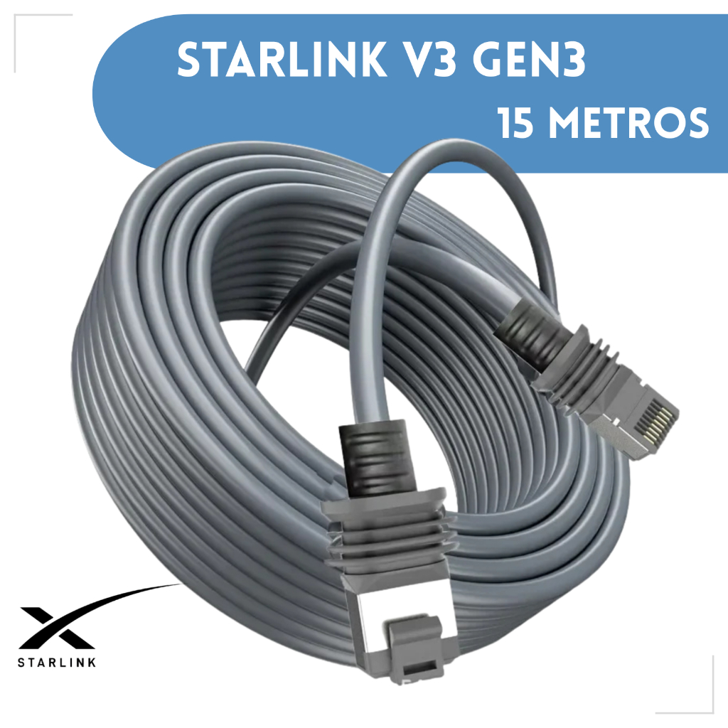 Cabo De Reposição Starlink 15 Metros V3 Gen3 Alta Qualidade Reforçado