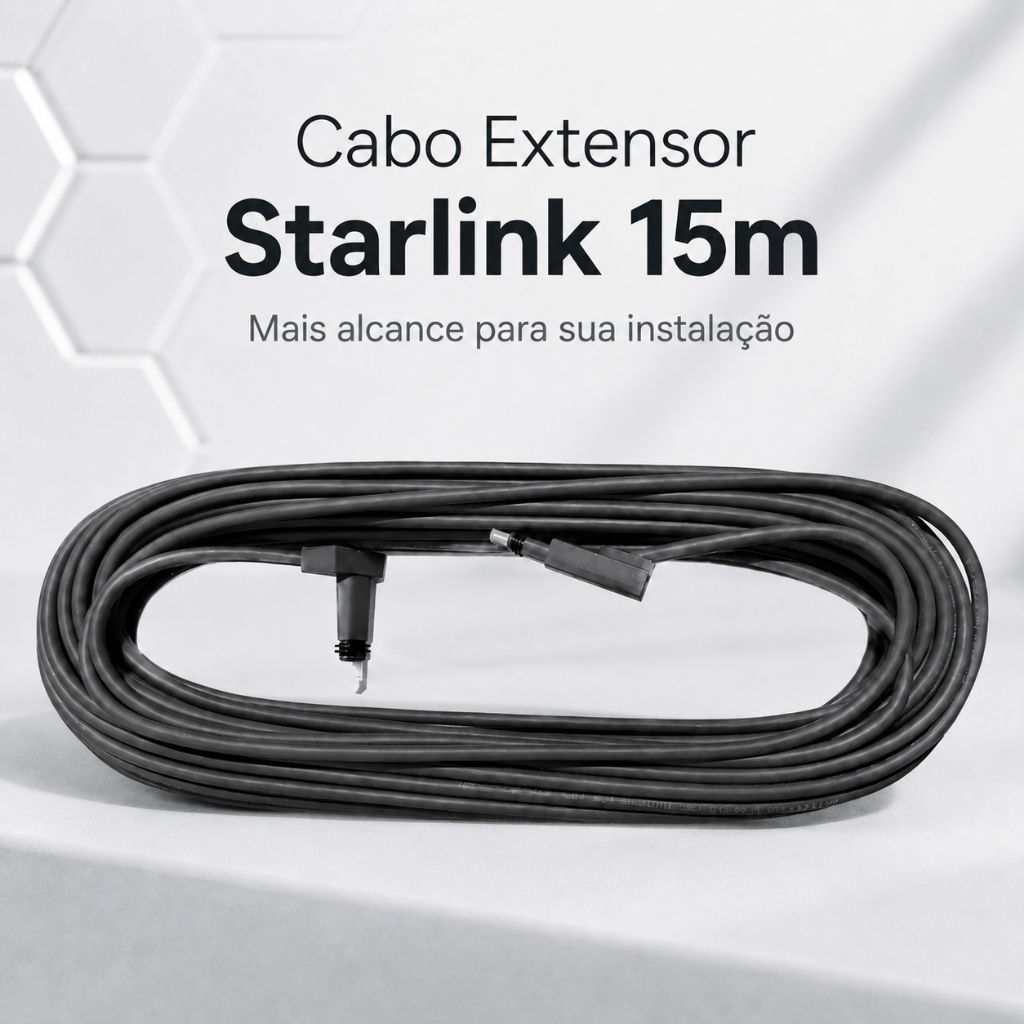 Cabo Original Starlink 15m Standart V3 Extensor A Fonte De Alimentação