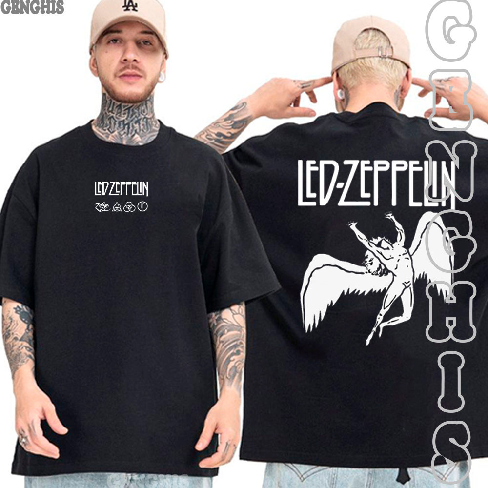 Camiseta Led Zeppelin Banda Fundadora Heavy Metal Rock Camisa Basica Oversized Algodão