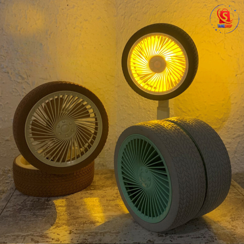 Ventilador Pneu de Mesa Carregamento Via USB Com Led