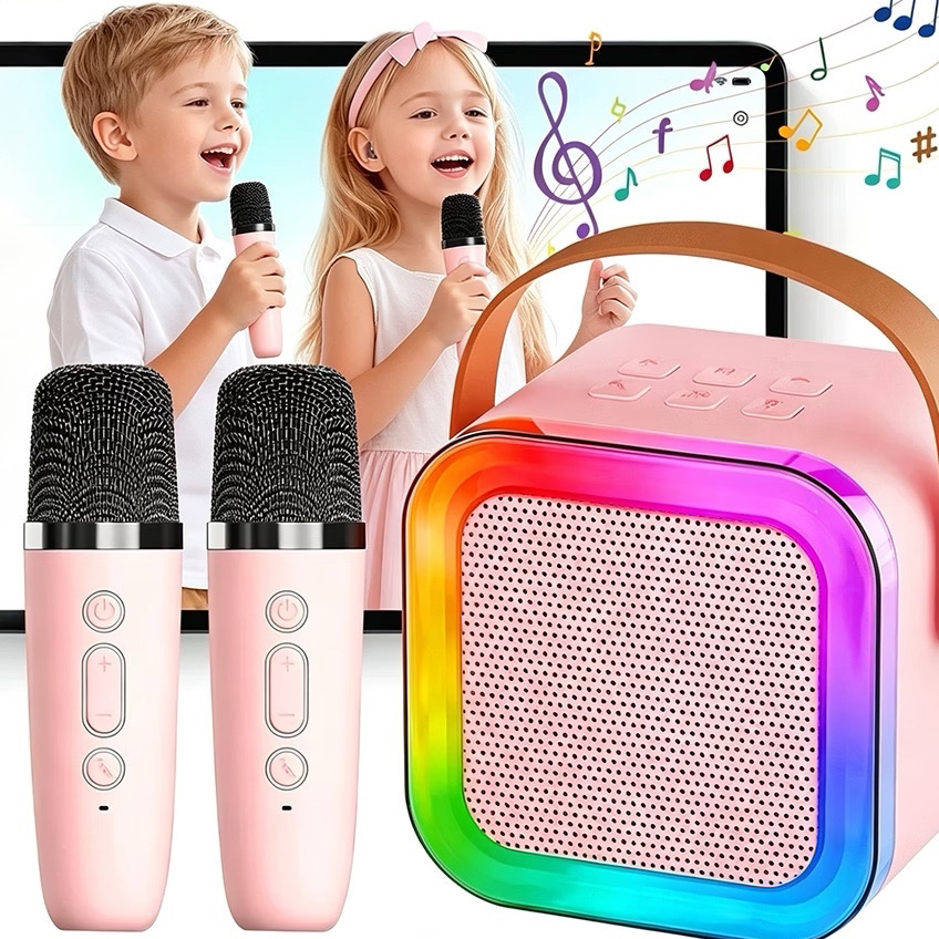 K12 Caixa de som sem fio com microfone Karaokê, Mini Alto-falante Bluetooth portátil 1/2 Mic.