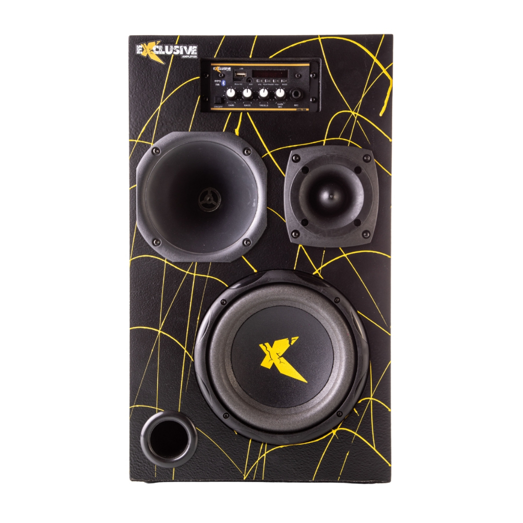 Caixa Amplificada Bob Sub 8 300w Rms Bluetooth Usb Mic P10 Preta Exclusive Amarelo