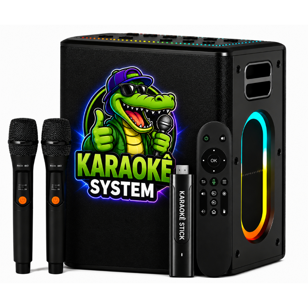 KARAOKESMARTSTICKBOX18.000 MUSICAS C/CAIXA DE 120W + 2 MICS E PONTUAÇÃO REAL