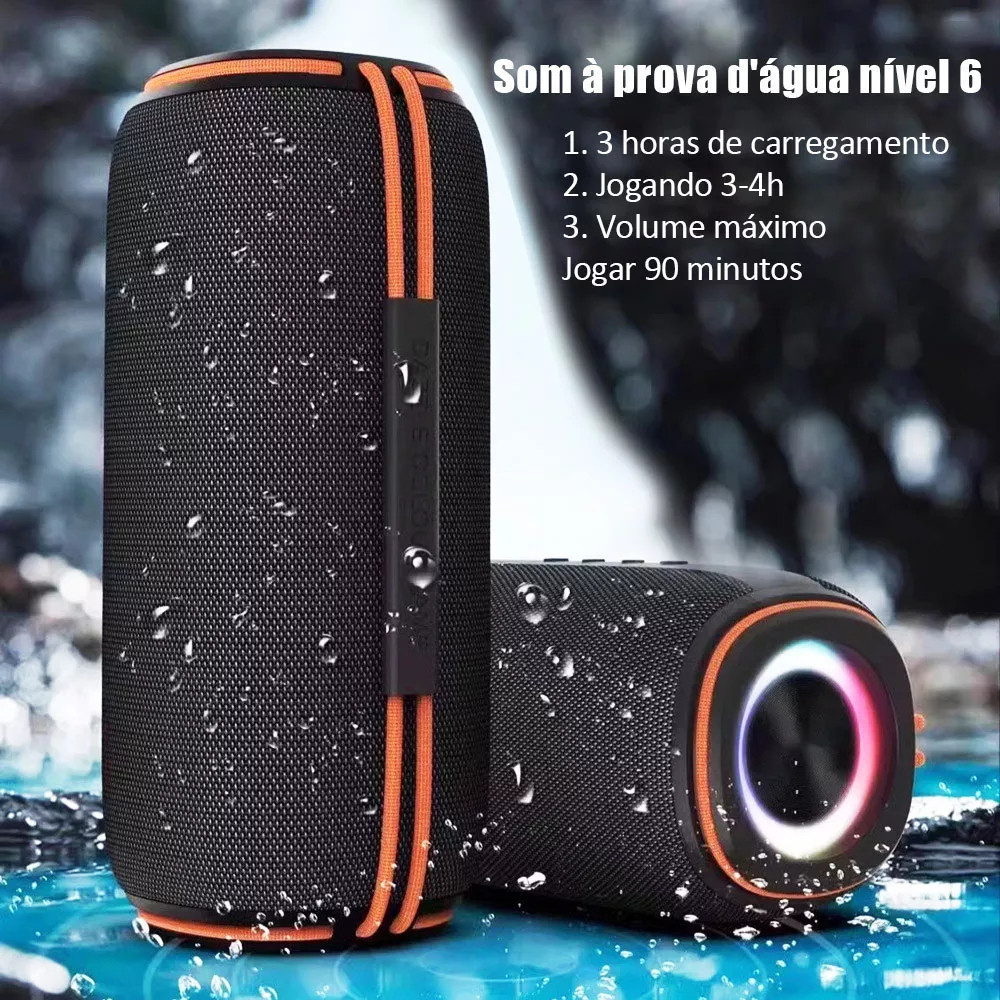 Bluetooth speaker 60w RGB light suporta vários modos de reprodução, como USB/TF/AUX/FM/TWS