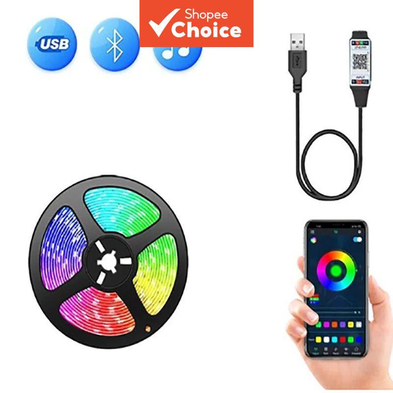 Fita de LED RGB SMD5050 5V USB Bluetooth Flexível com Fita Autoadesiva para Retroiluminação de TV e Desktop