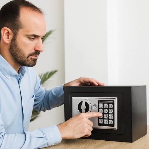 Cofre Eletronico Seguranca Alta Com Teclado Digital Chave Profissional Preto