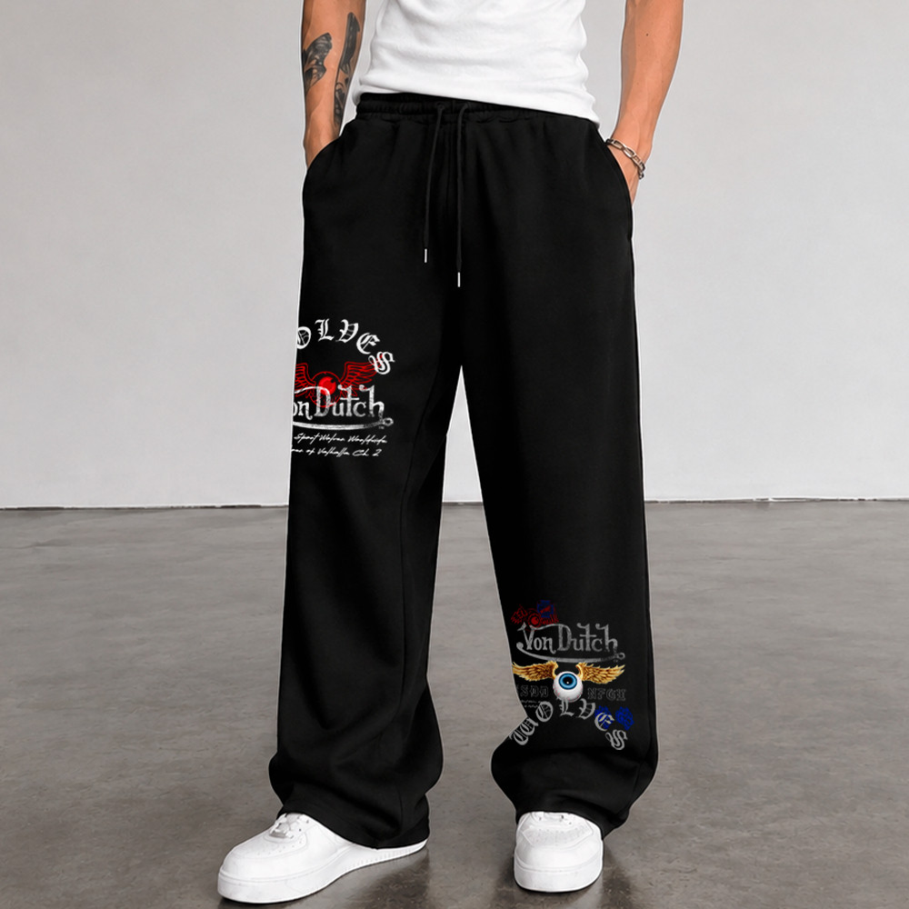 Calça Moletom Pantalona Wide Leg Slim Style Eyes Horror Gotico Dark Gym Academy Fitness Animals Lobo Streetwear Style