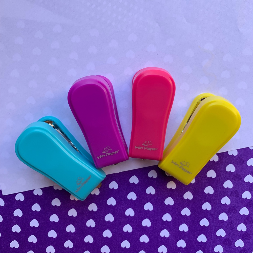Mini Grampeador Pastel/Neon para 12 folhas Unidade - Win Paper/ WX Gift