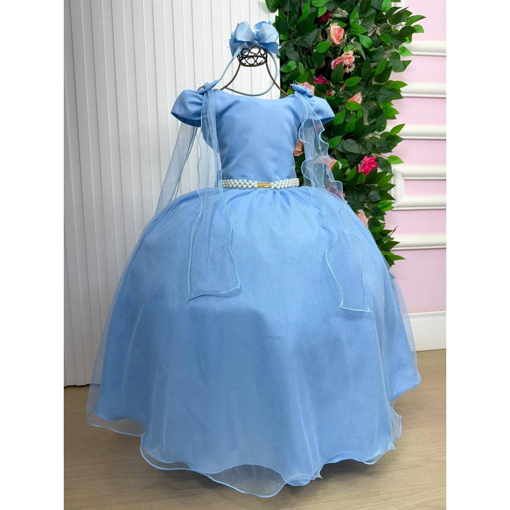 Vestido Banana Club Longo Diamante Azul Bebe TAMANHO:18;Cor:Spindle