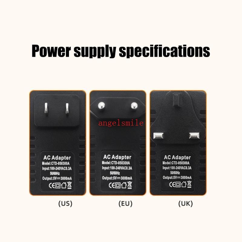Eua Reino Plug Tipo C Adaptador Alimentação 1m ON Para Pi 3B Split 100-240V Fonte Entrada