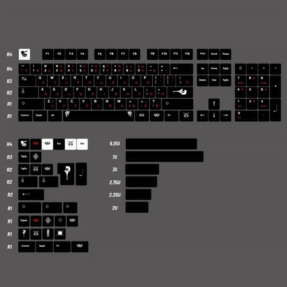 Tema Keycap PBT Teclado mecânico de sublimação de cinco lados Split Space wooting 68 75 F99